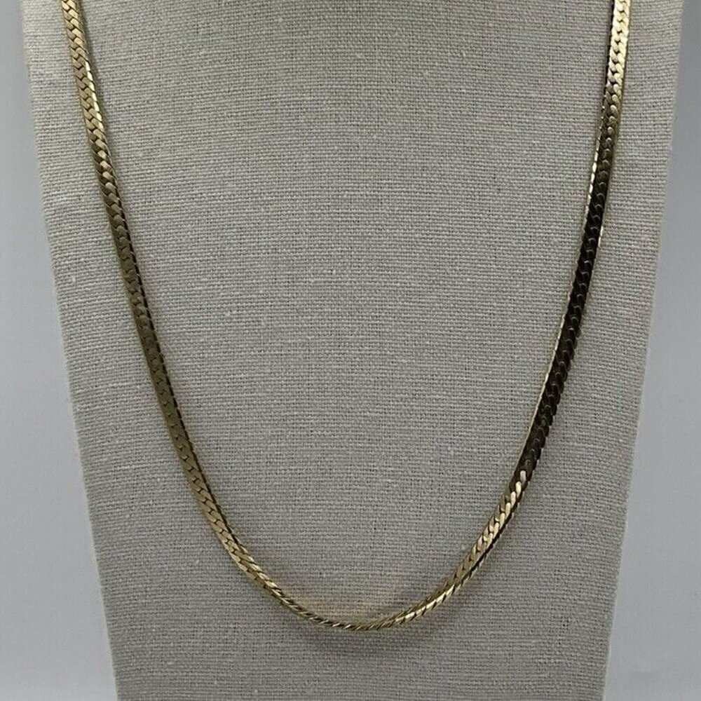 14K 14/20 Yellow Gold Filled GF 29.5" Long Men’s Necklace Thin Flat Chai…